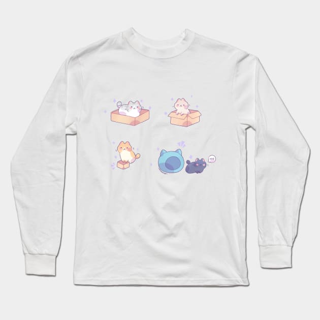 Cat and boxes! Long Sleeve T-Shirt by Milkkoyo